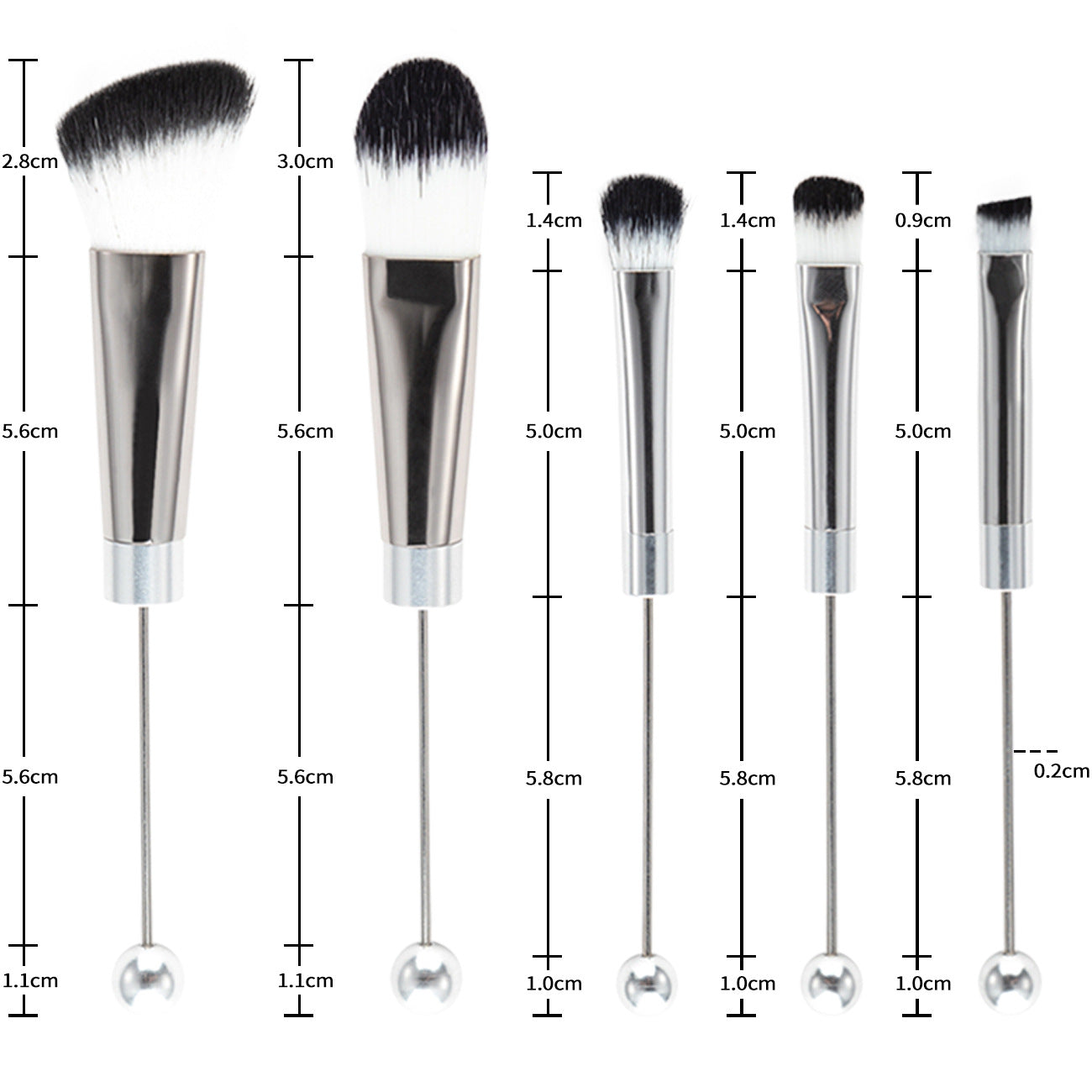 A12 DIY beadable metal handle makeup brush set