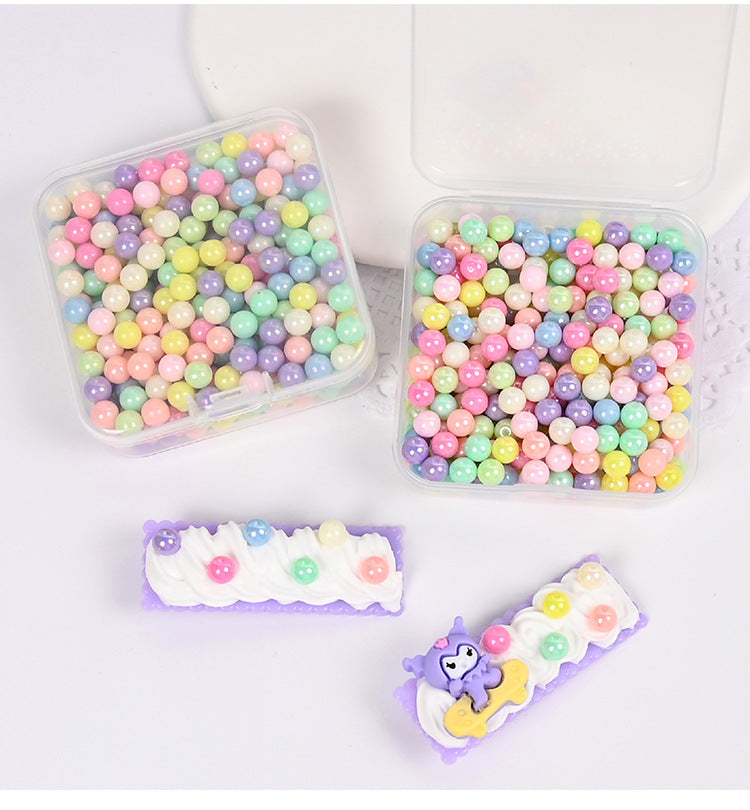 C01 Cream phone case DIY material macaron color non-porous round beads