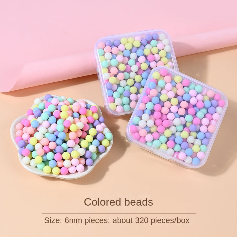 C01 Cream phone case DIY material macaron color non-porous round beads