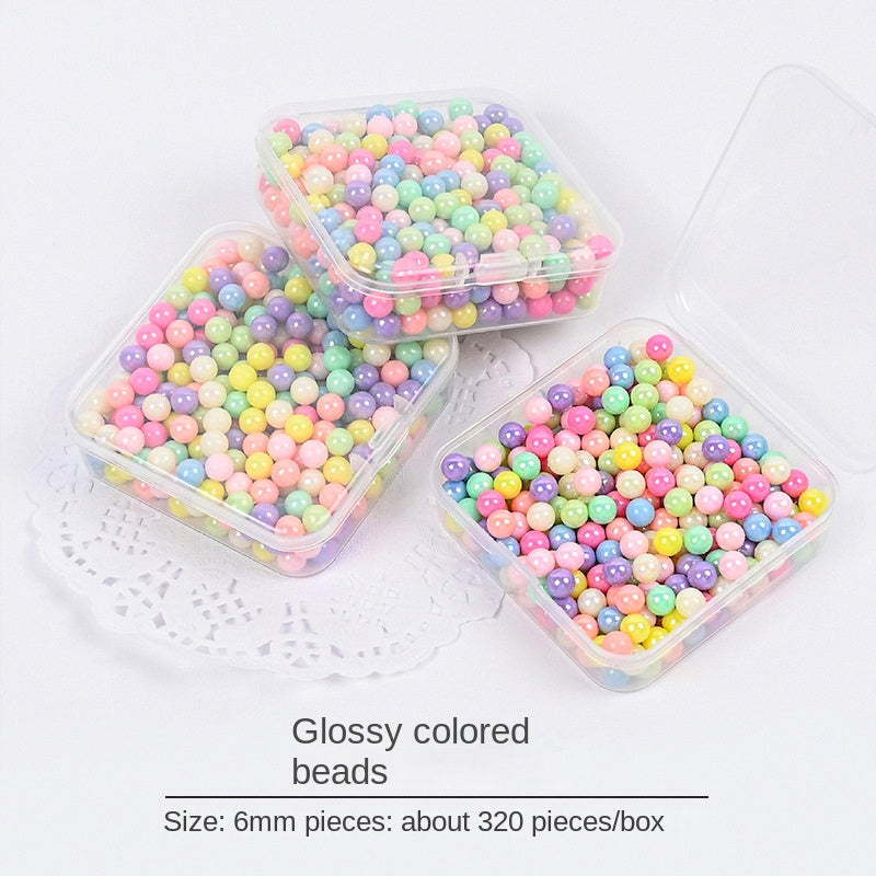 C01 Cream phone case DIY material macaron color non-porous round beads