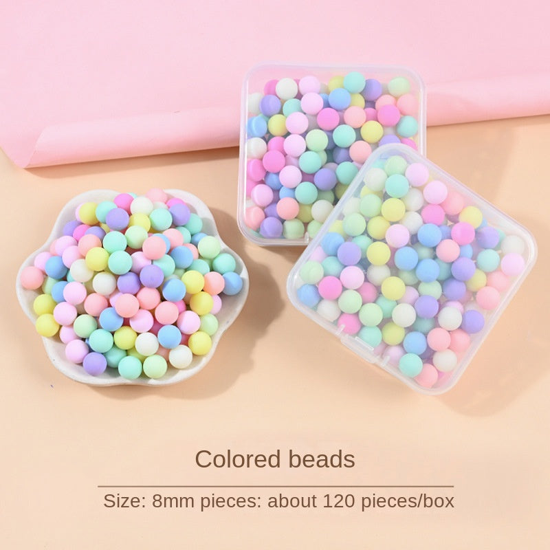 C01 Cream phone case DIY material macaron color non-porous round beads