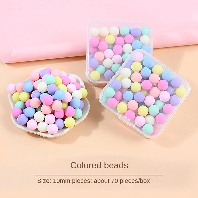 C01 Cream phone case DIY material macaron color non-porous round beads